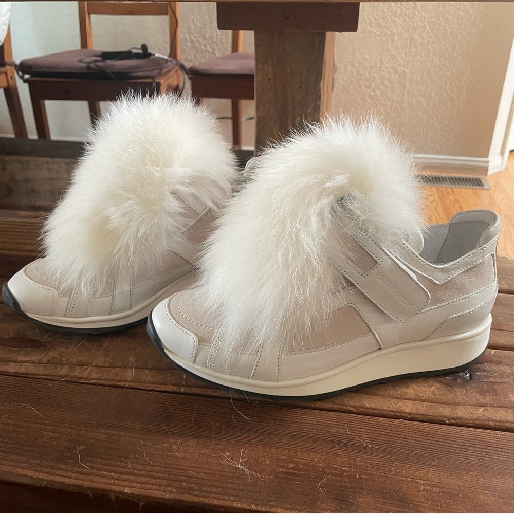Pierre Hardy Fox Runners Fur Trimmed suede and leather Sneakers